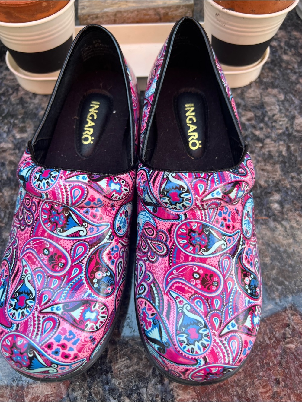 Incaro Pink Paisley Slip-On Mules size 8.5